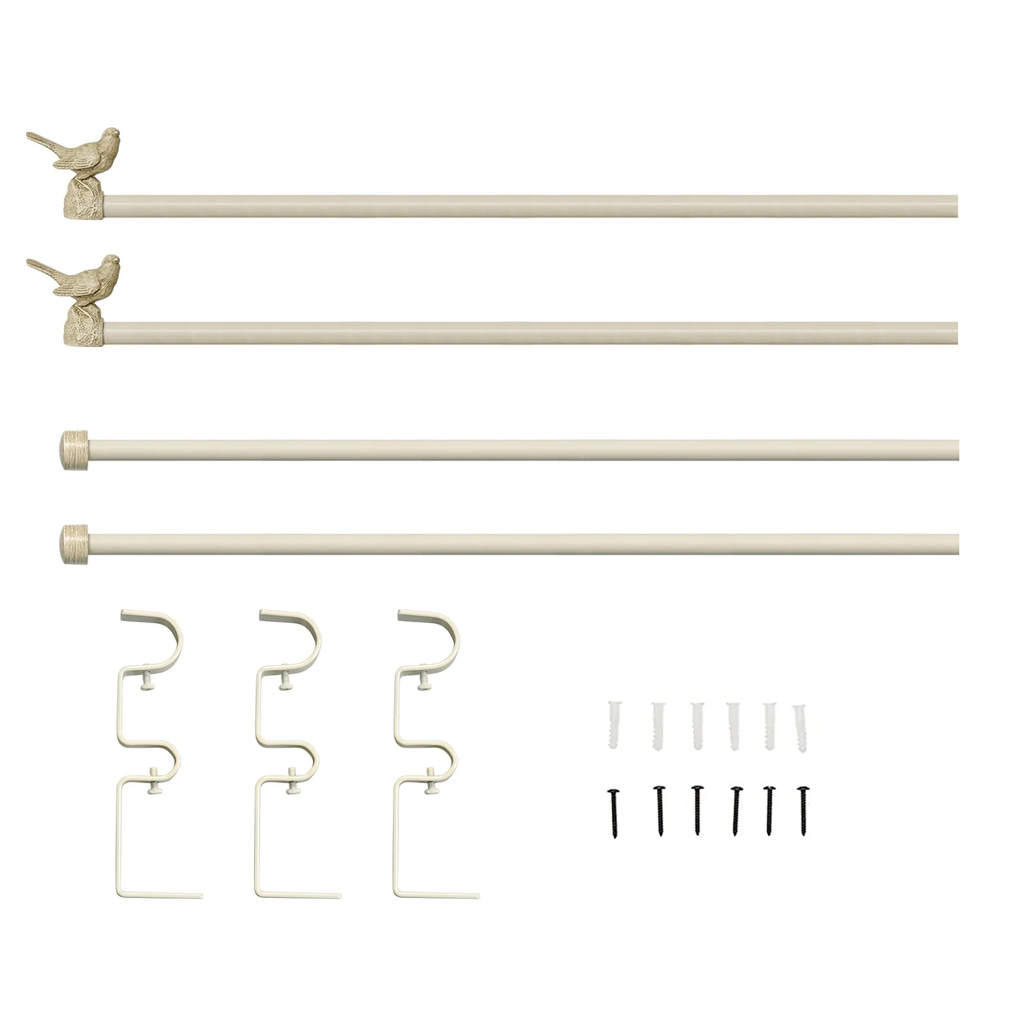 MERIVILLE 1-Inch Diameter Double Window Curtain Rod, Bird Finials