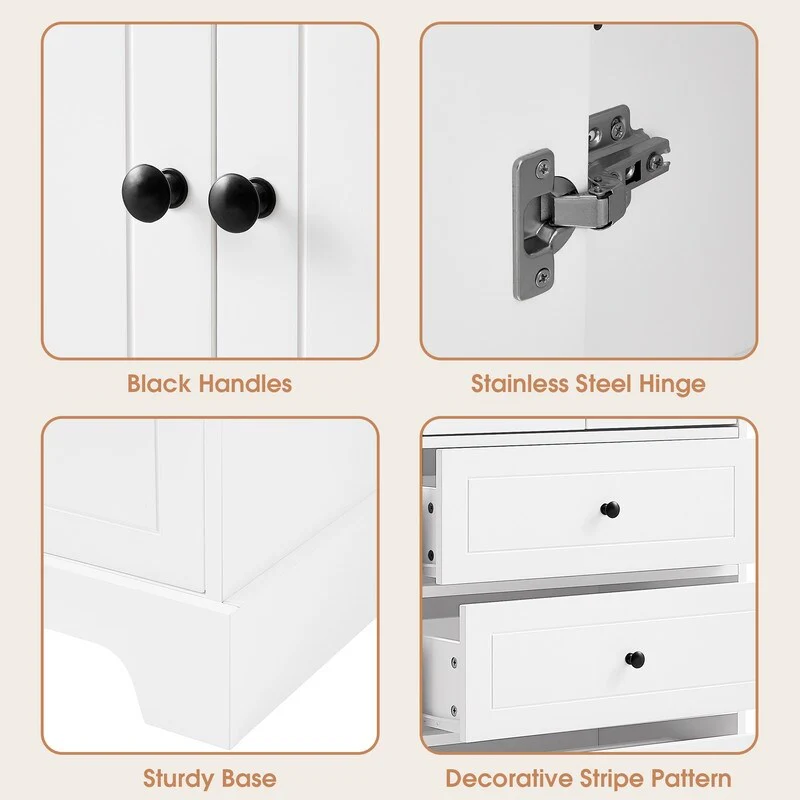 Freestanding Storage Cabinet with 2 Doors and 4 Drawers