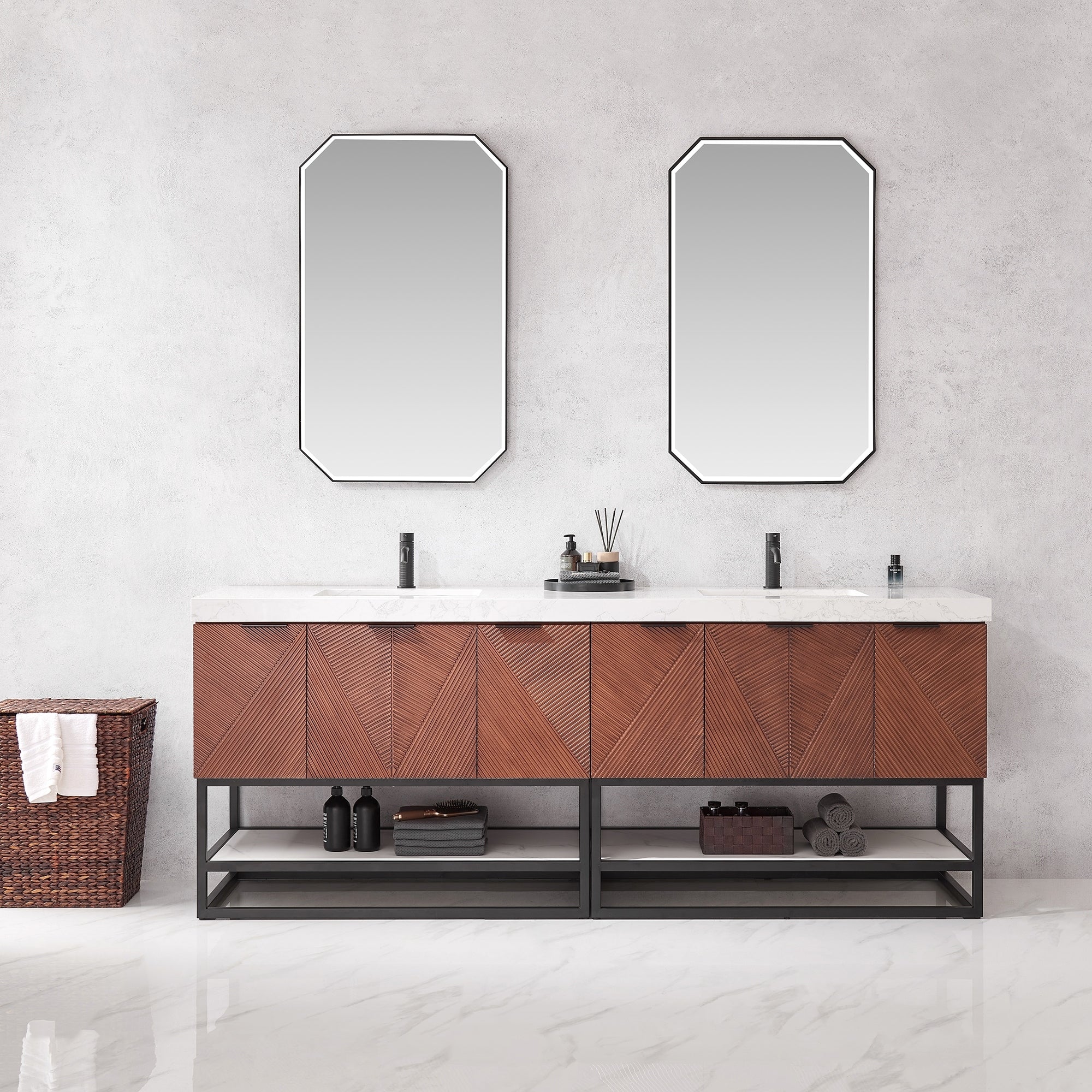 Mahon Double Bath Vanity with Composite Stone Top without Mirror