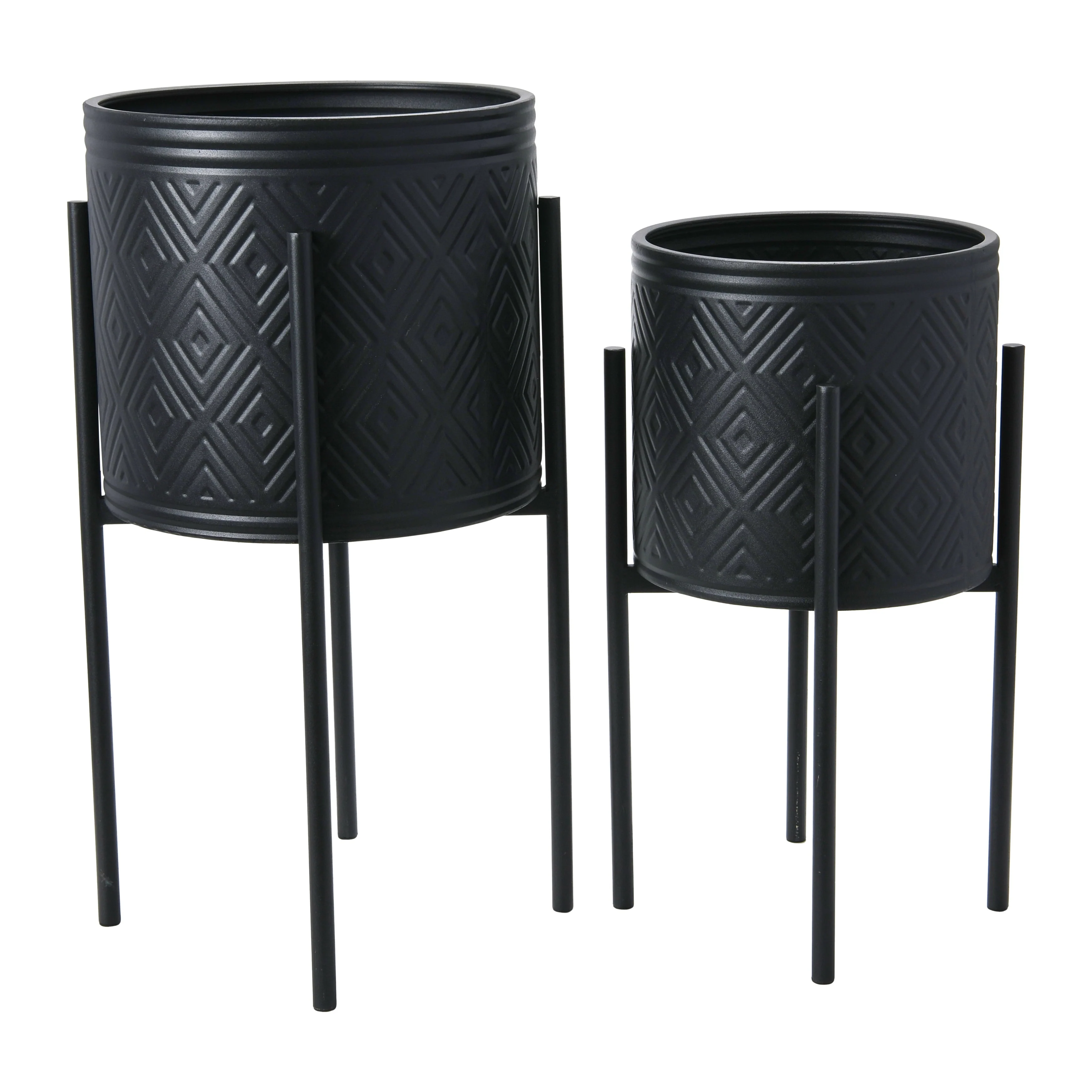 Embossed Metal Planters with Stand