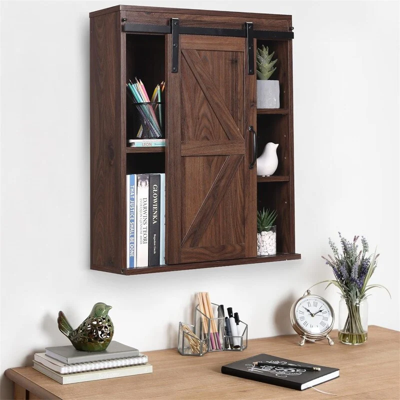 Wood Wall Storage Bathroom Cabinet - 21.7