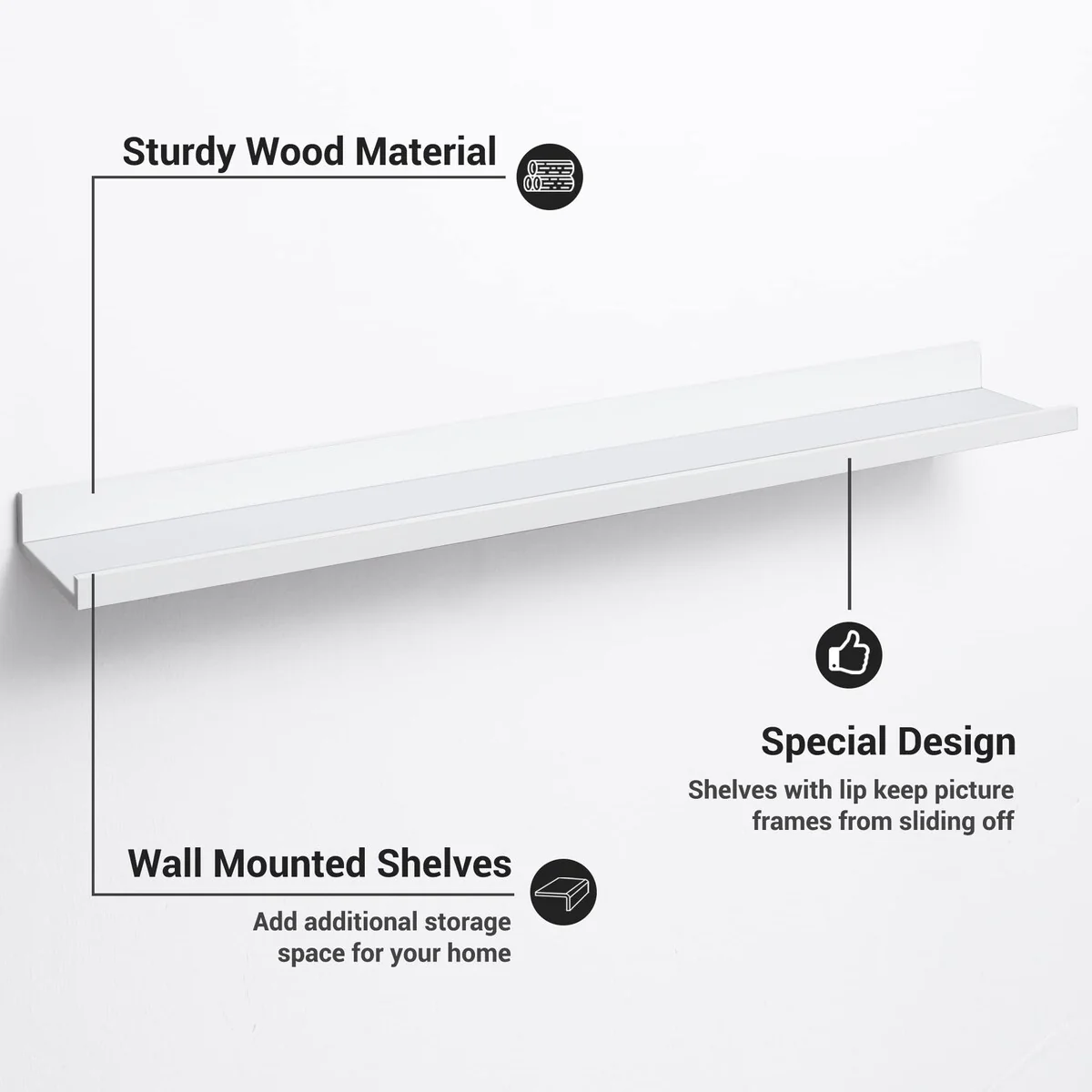 Picture Ledge Shelf, Floating Shelves Wall Mounted Set of 3