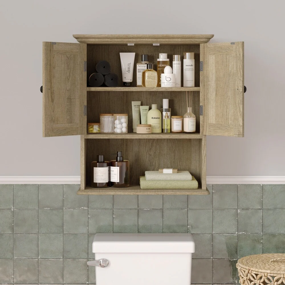 Wall-Mounted Medicine Cabinet Bathroom Storage Organizer with Shelves