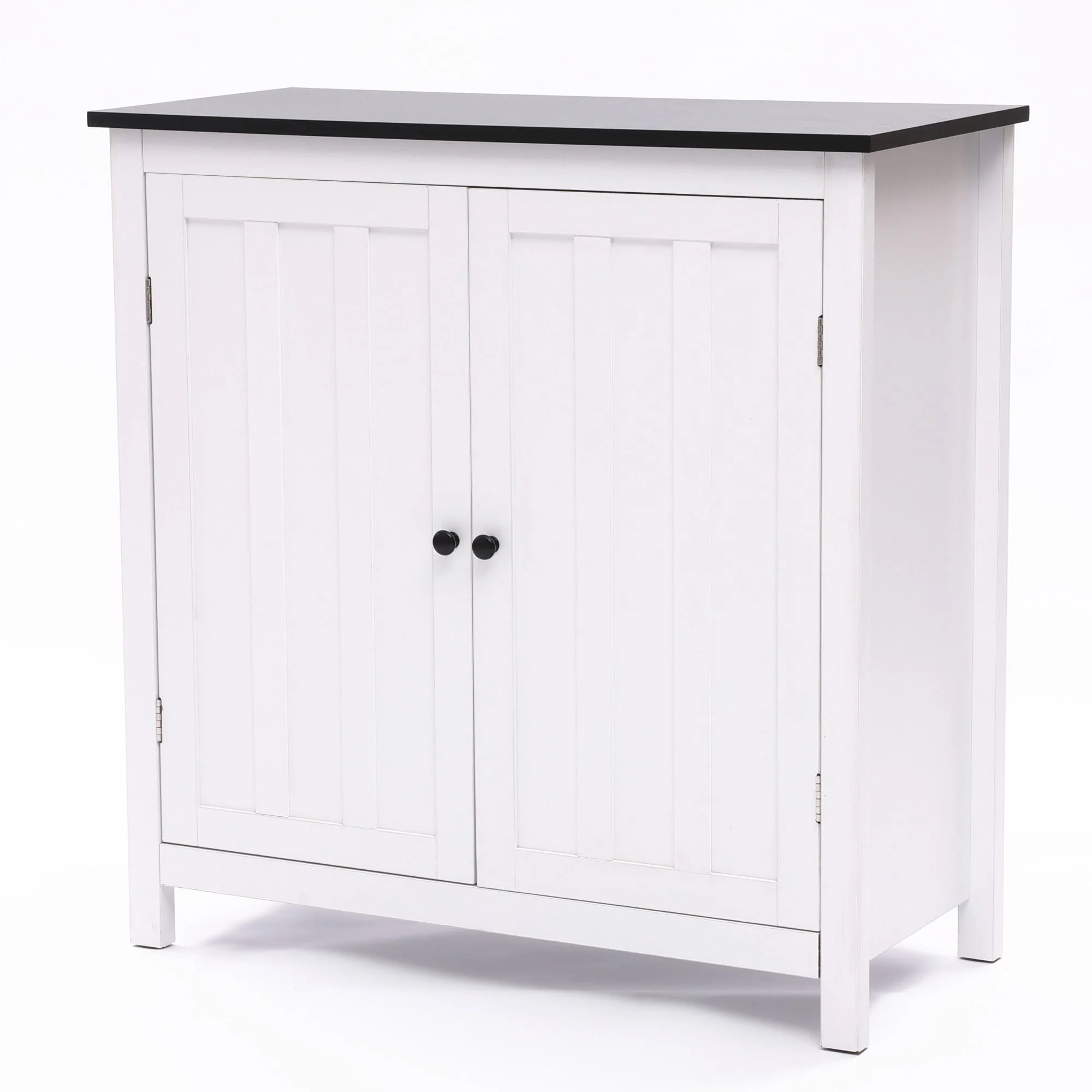 White MDF Wood 2-Door Bathroom Storage Cabinet with an Adjustable Shelf - 32.3