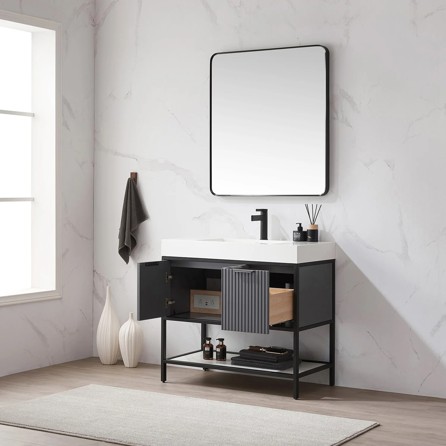 Marcilla 36 in. Single Sink Bath Vanity with Stone Sink Top