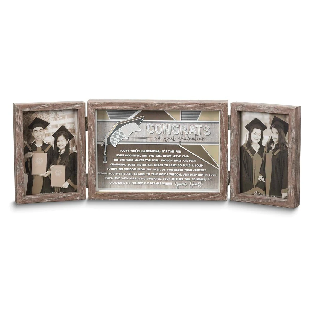 Curata Graduation Resin Tabletop Two 4x6 Photos Hinged Frame