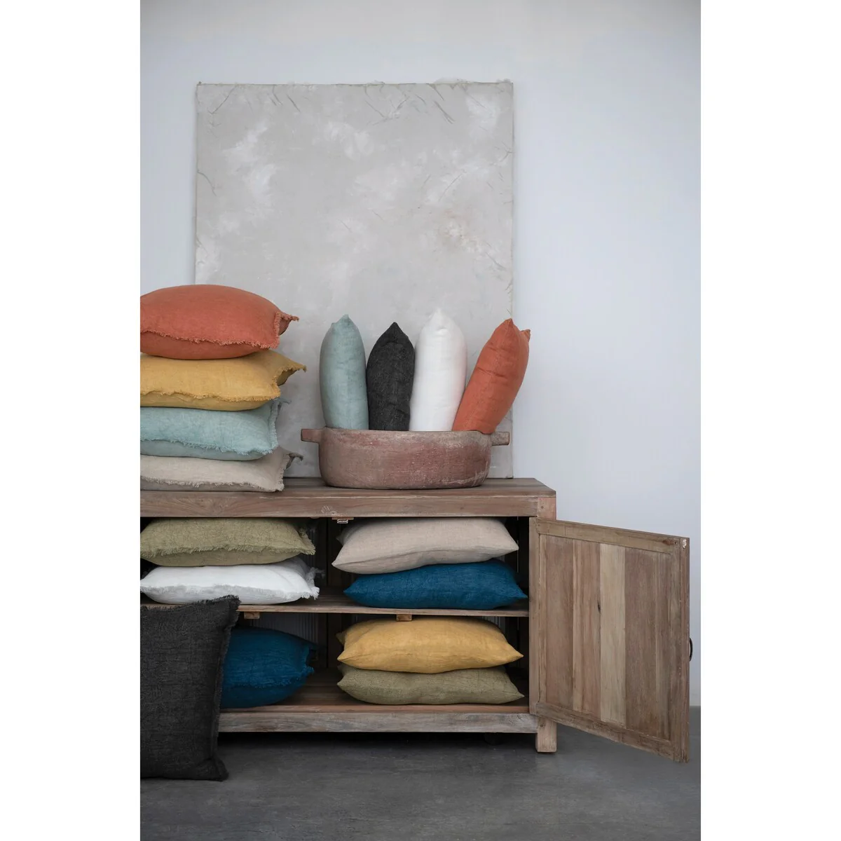 Stonewashed Linen Lumbar Pillow