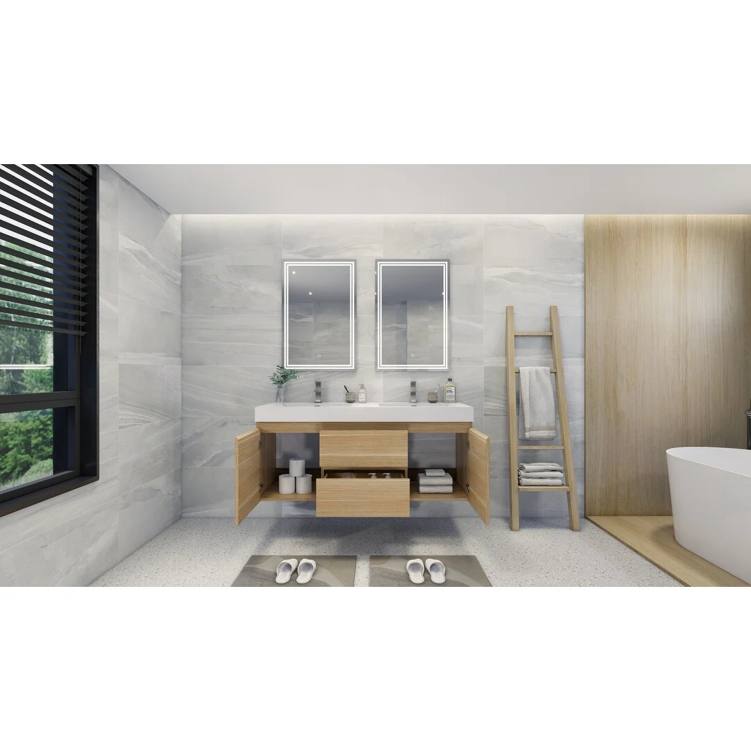 Baillie 60'' Wall-Mounted Vanity with Double Reinforced Acrylic Sink