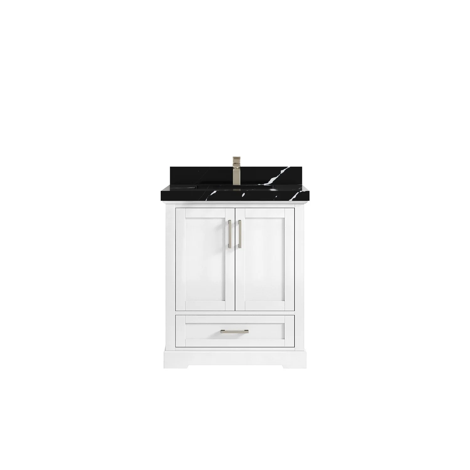 Willow Collection 30 in W x 22 in D x 36 in H Reeded Boston Single Bowl Sink Bathroom Vanity with Quartz or Marble Countertop