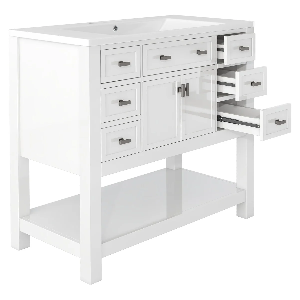 36'' Bathroom Vanity Modern Bathroom Storage Cabinet with 6 Drawers