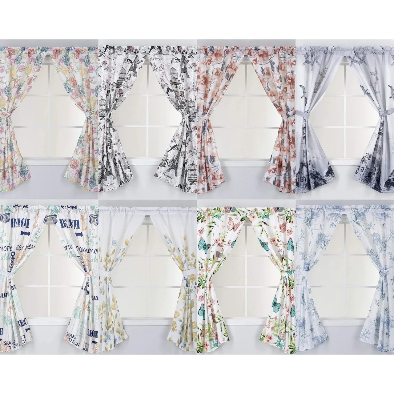 Printed Canvas Bathroom Window Curtains 54