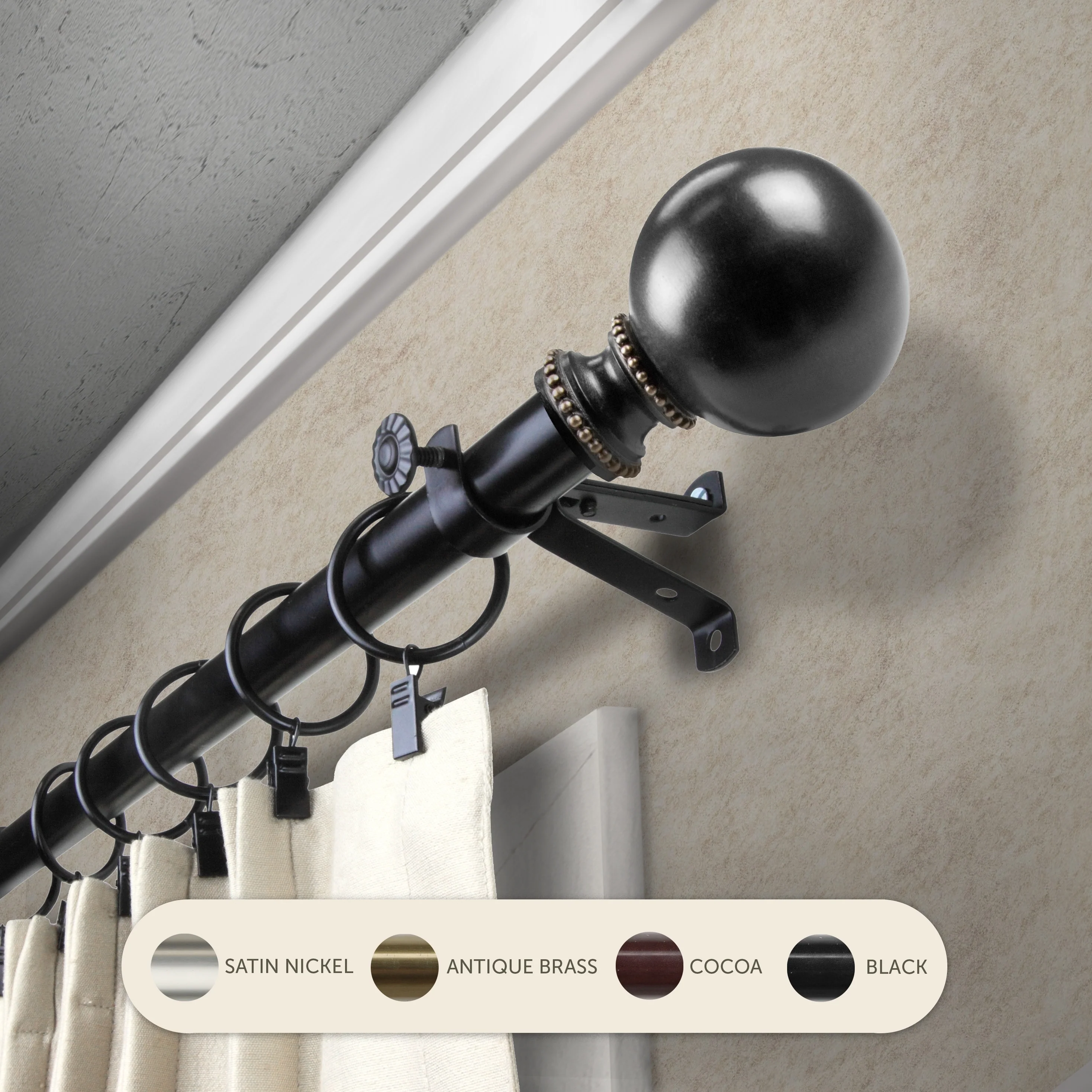 InStyleDesign Tegan Adjustable Curtain Rod 13/16 inch dia.