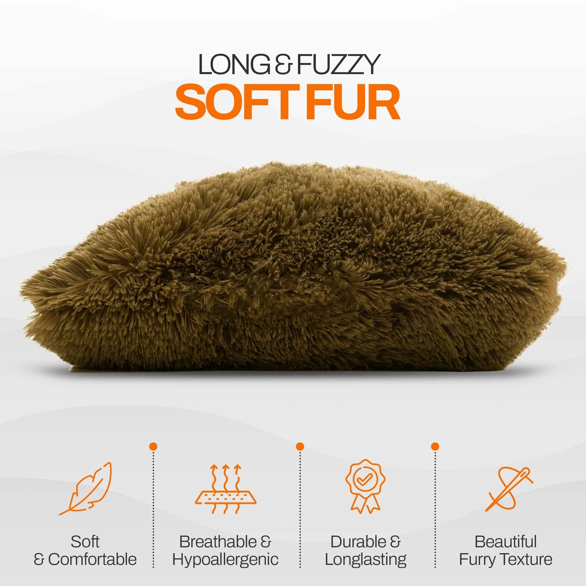 Cheer Collection Shaggy Long Hair Throw Pillows (Set of 2)