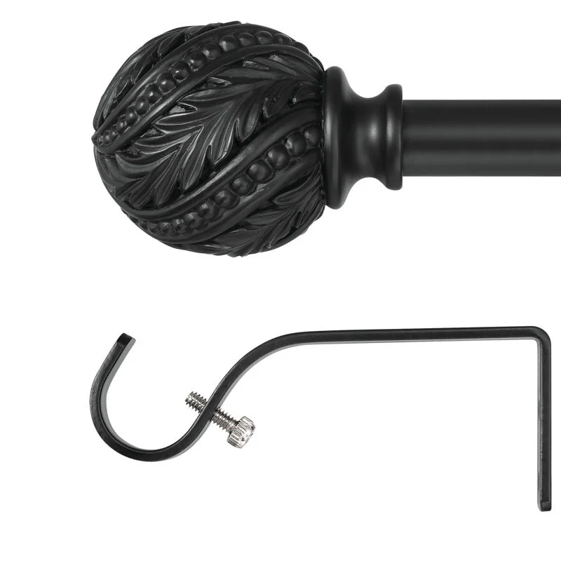 Debuono Black Adjustable Curtain Rod with Final Set