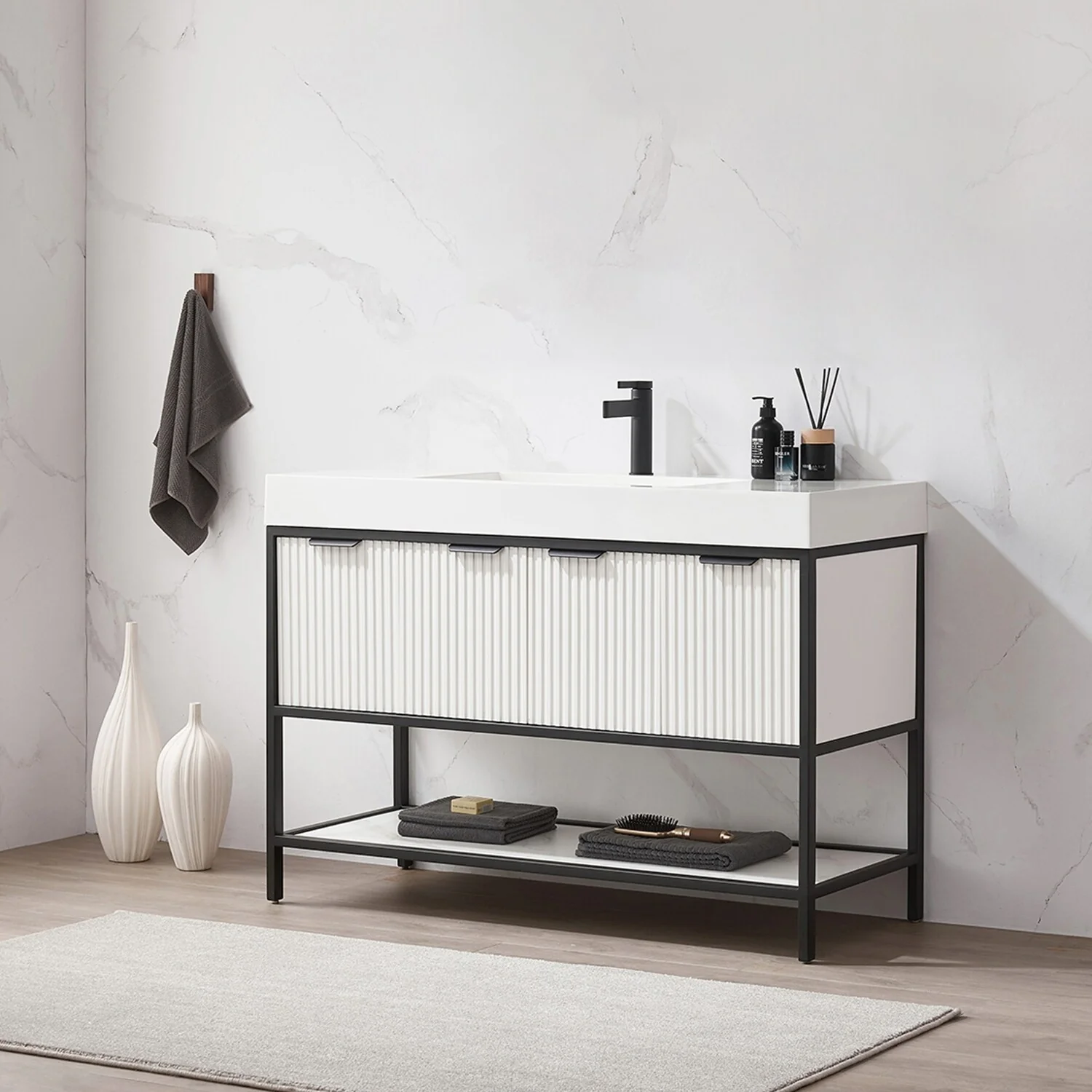 Marcilla 48 in. Single Sink Bath Vanity with Stone Sink Top
