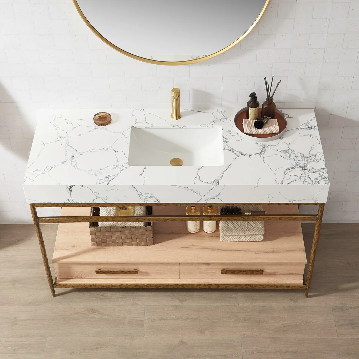 Dhaka Bath Vanity with Composite Stone Top without Mirror