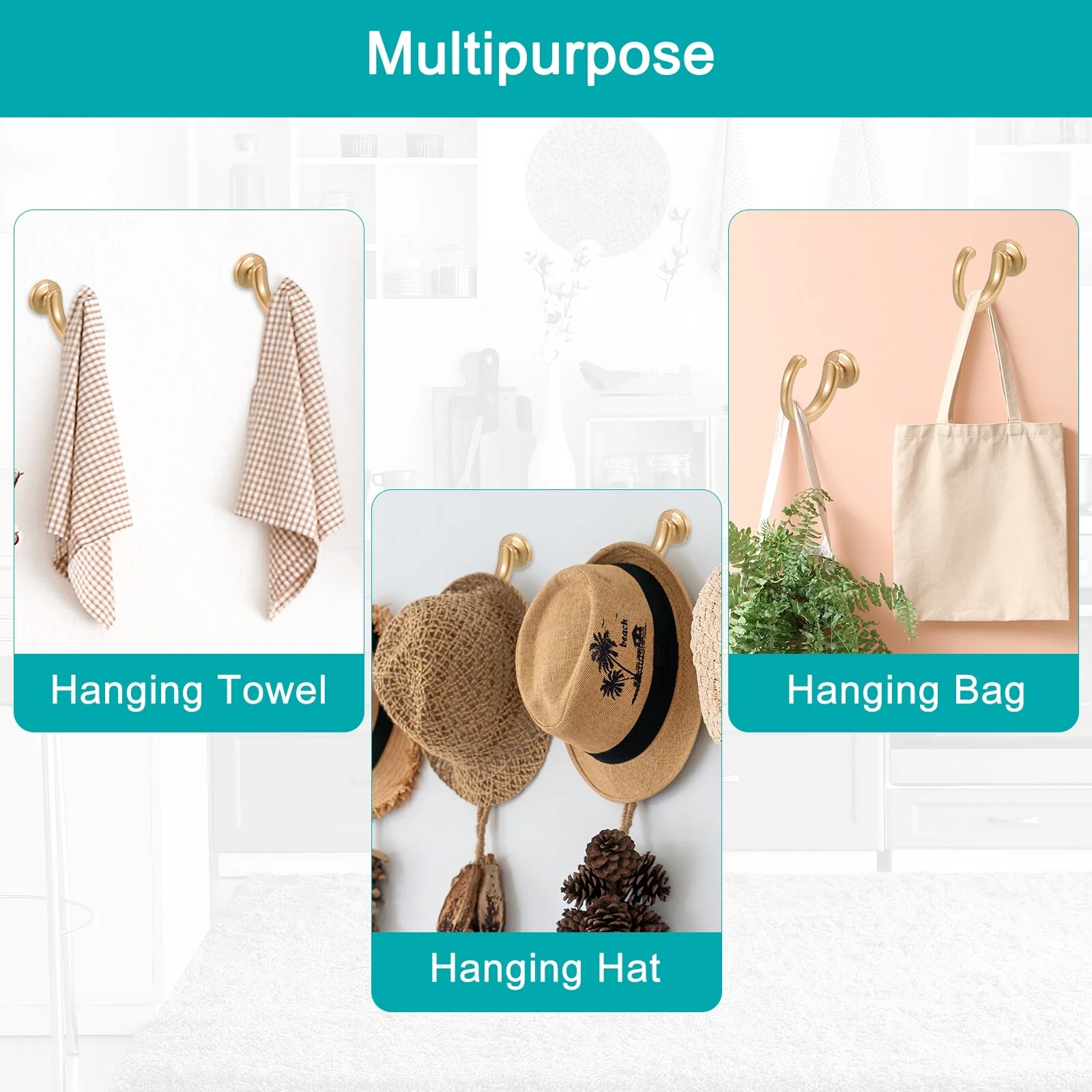 Aluminum Alloy Wall Mounted Curtain Holdback Drapery Tieback Hooks