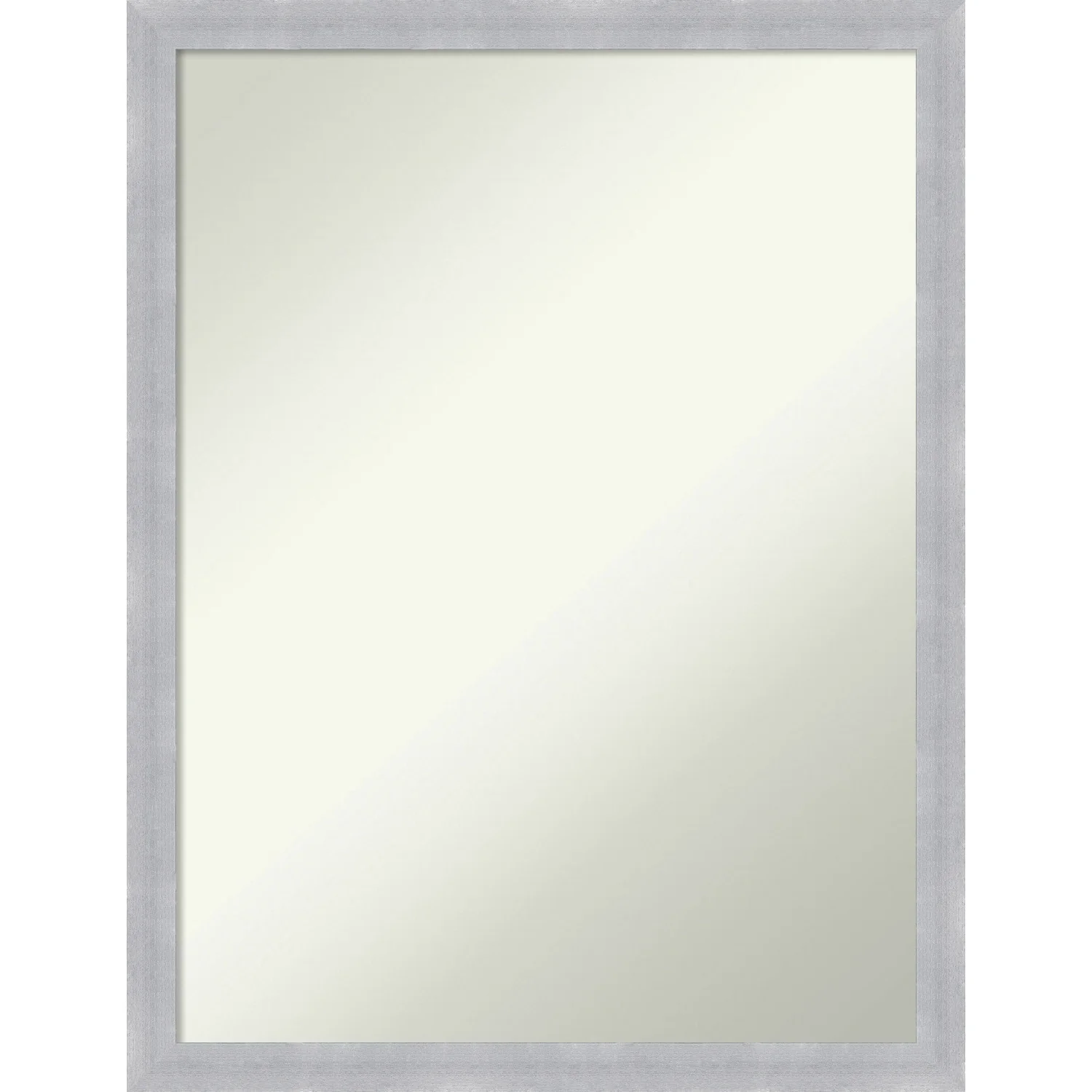 Non-Beveled Bathroom Wall Mirror - Grace Brushed Nickel Narrow Frame