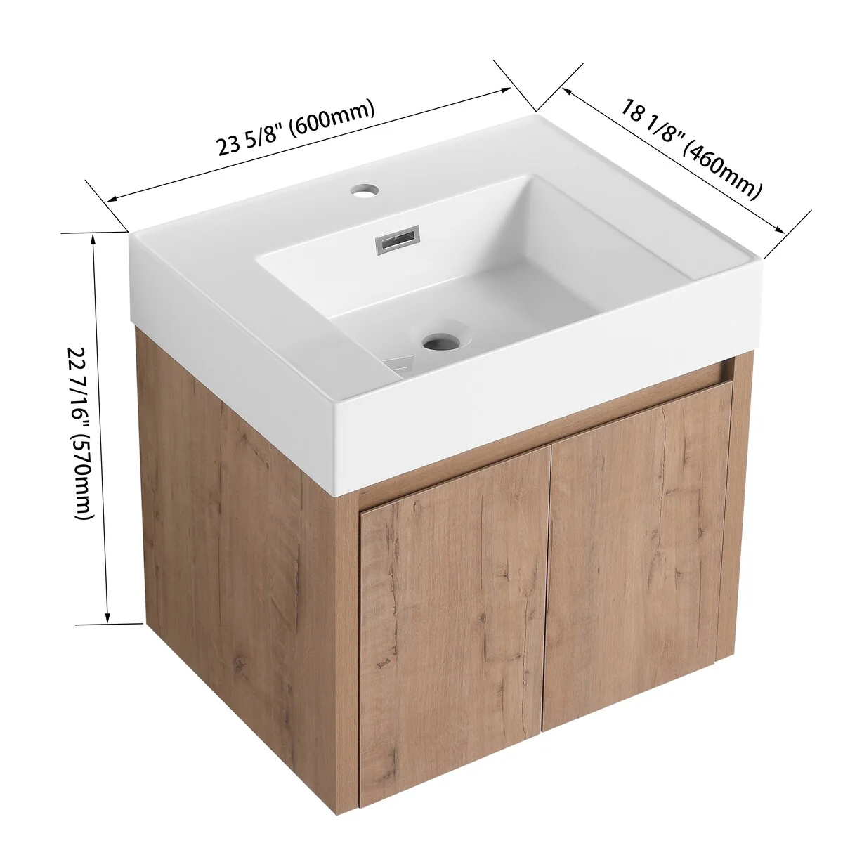 Bathroom Vanity With Sink In 24/30/36 Inch, Floating Bathroom Vanity with Soft Close Door