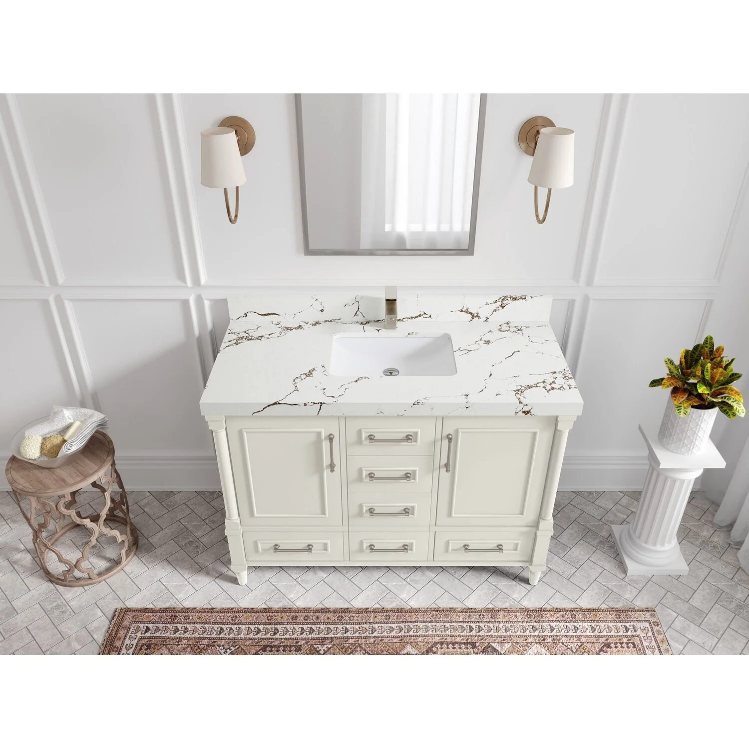 Willow Collections 48 in. W x 22 in. D Aberdeen Single Bowl Sink Bathroom Vanity with Countertop