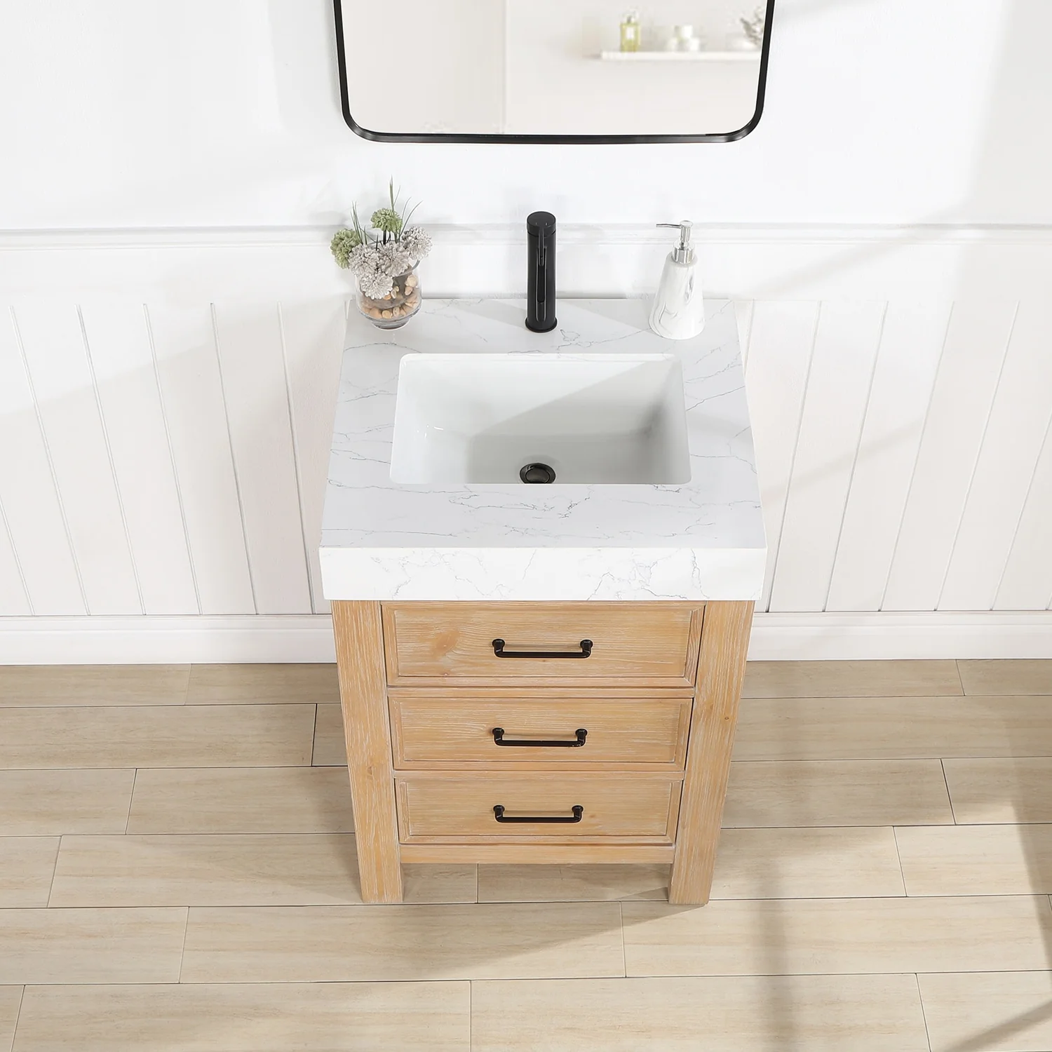 Leon 24 in. Single Bathroom Vanity with Composite Stone Top