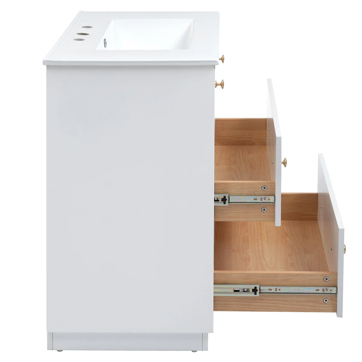 30-Inch Modern White Bathroom Vanity Cabinet with two drawers