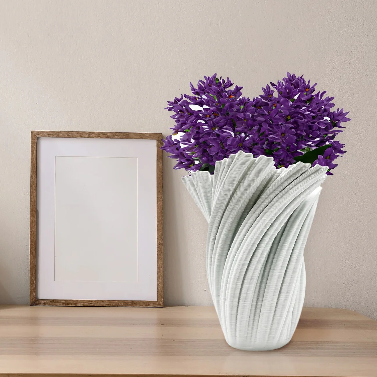 11 Inch Tall White Ceramic Vase