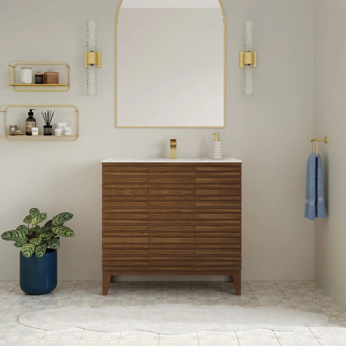 Cascade 36'' Bathroom Vanity In Brown Oak