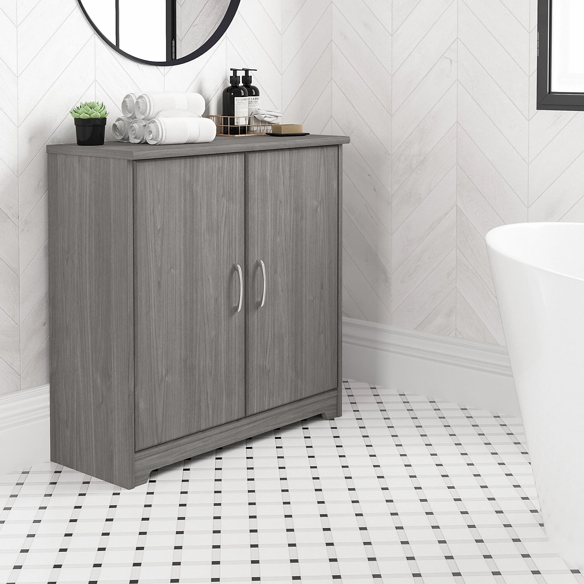 Cabot Small Bathroom Storage Cabinet with Doors by Bush Furniture