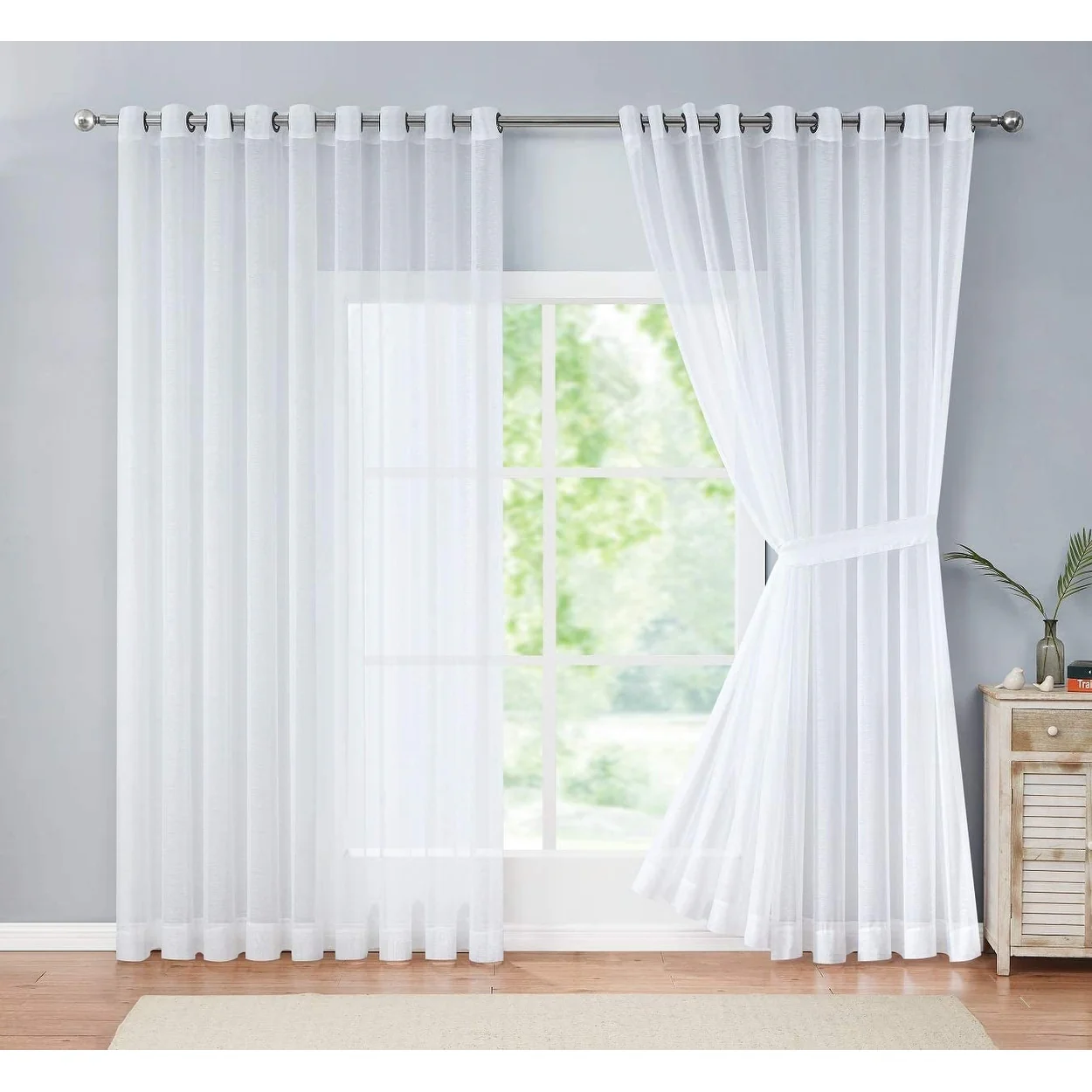 WARM HOME DESIGNS Wide Sheer Extra Large Curtains. Come with 2 Tie-Backs