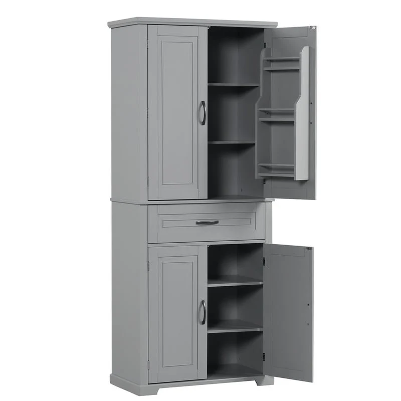 Bathroom Floor Cabinet, Freestanding Storage Cabinet with Doors and Drawer, Kitchen Cupboard with Adjustable Shelf