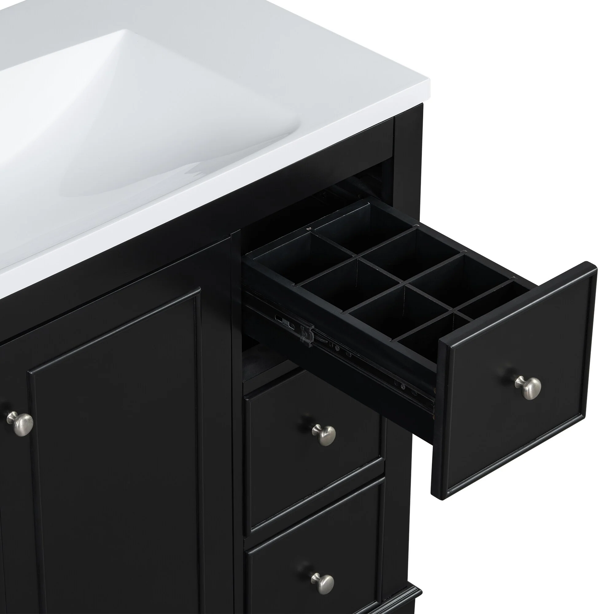 Bathroom Vanity with Sink, Bathroom Vanity Cabinet with 4 Drawers and 1 Door, Storage Cabinet with Adjustable Shelves