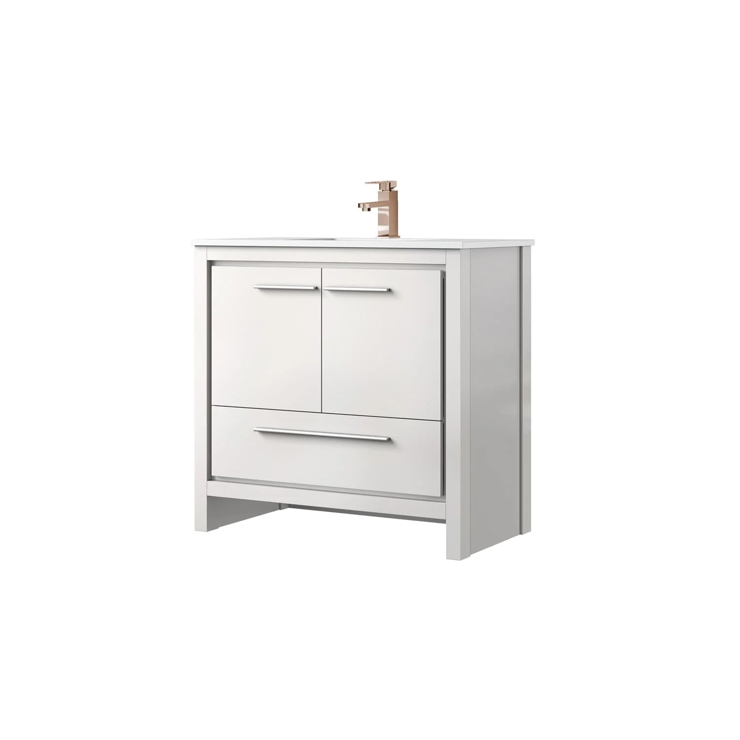 Lafarre Bath Vanity Cultured Marble Top, Sink and Rose Gold Faucet
