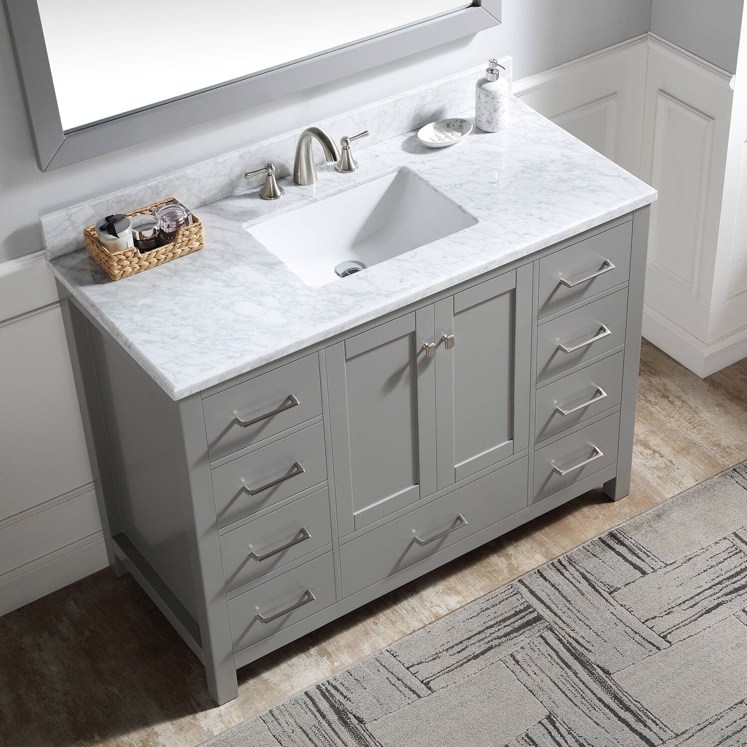 Prismosaic 48 in. Lunar Gray Vanity with Countertop & Splash, Single Sink