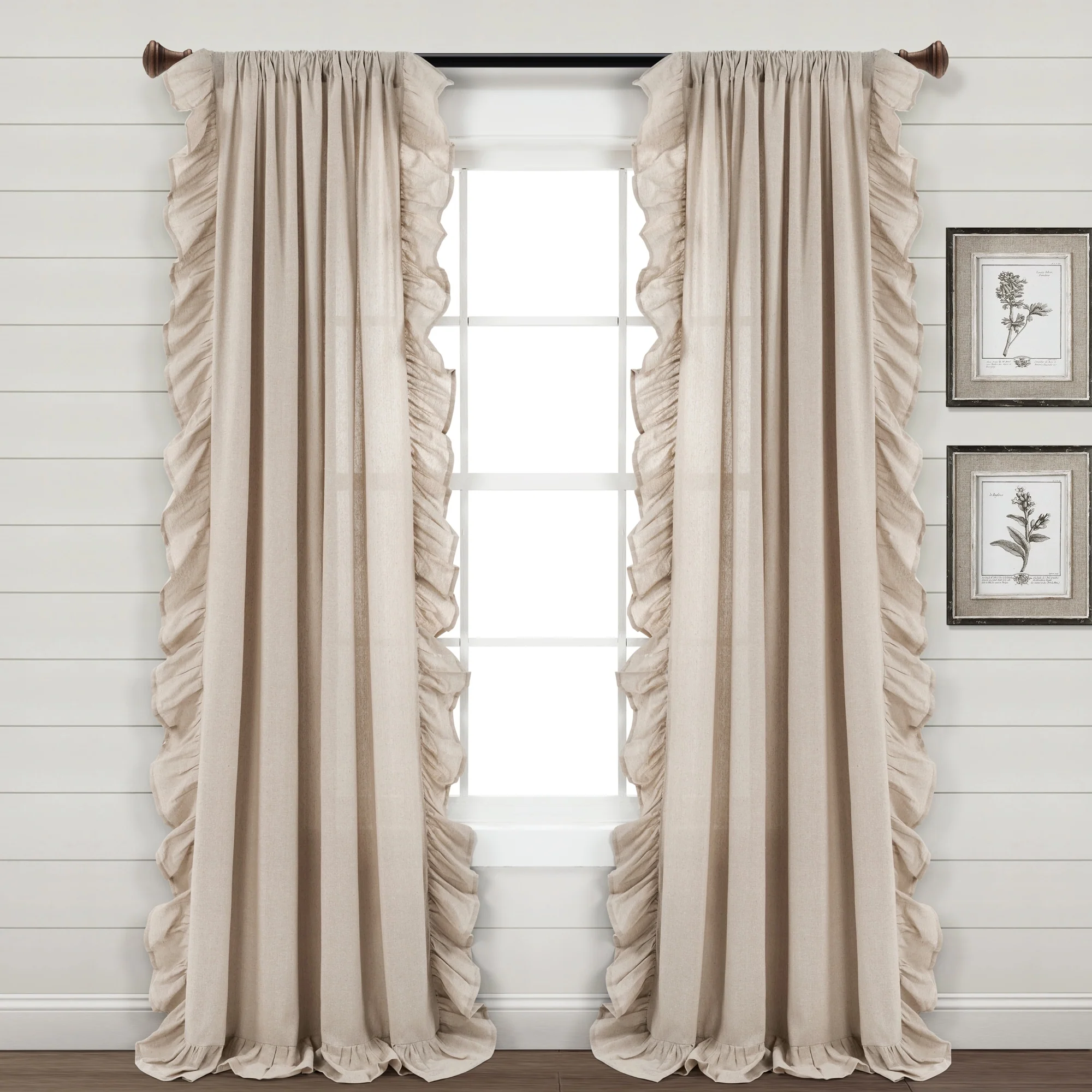 Lush Decor Linen Ruffle Window Curtain Panel (Single)