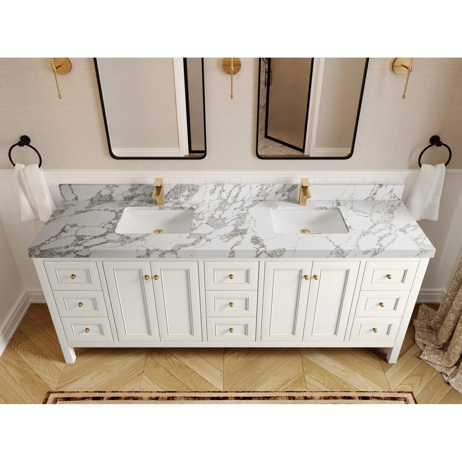 Willow Collections 84 in. W x 22 in. D Nashville Double Bowl Sink Bathroom Vanity with Countertop