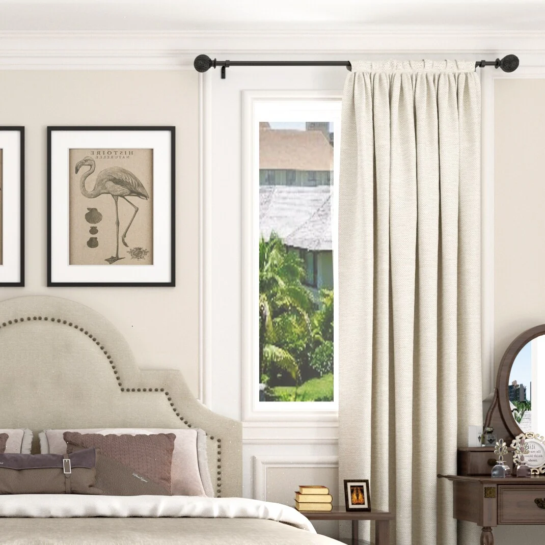 Debuono Black Adjustable Curtain Rod with Final Set