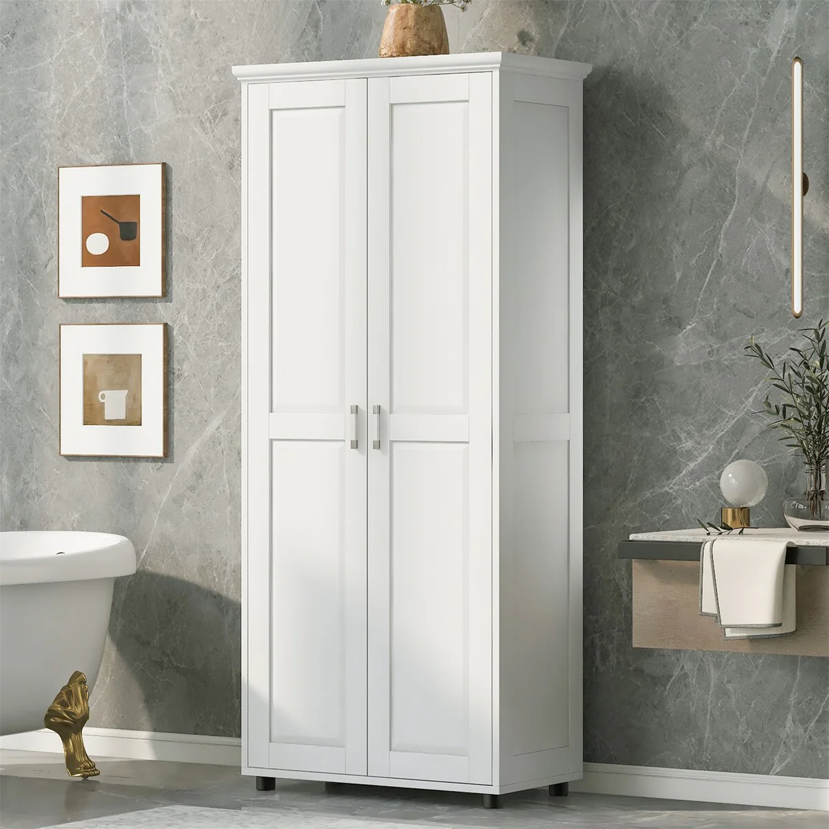 Storage Cabinet with Two Doors for Bathroom