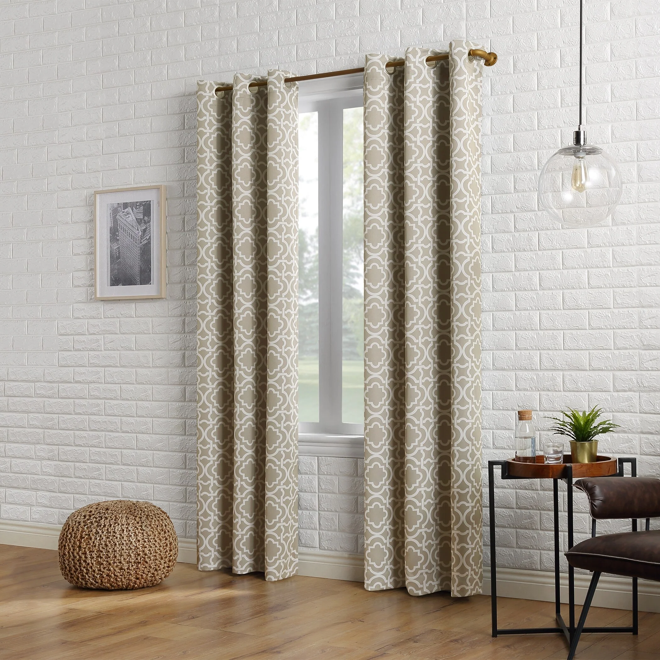 Sun Zero Barnett Trellis Blackout Grommet Curtain Panel, Single Panel