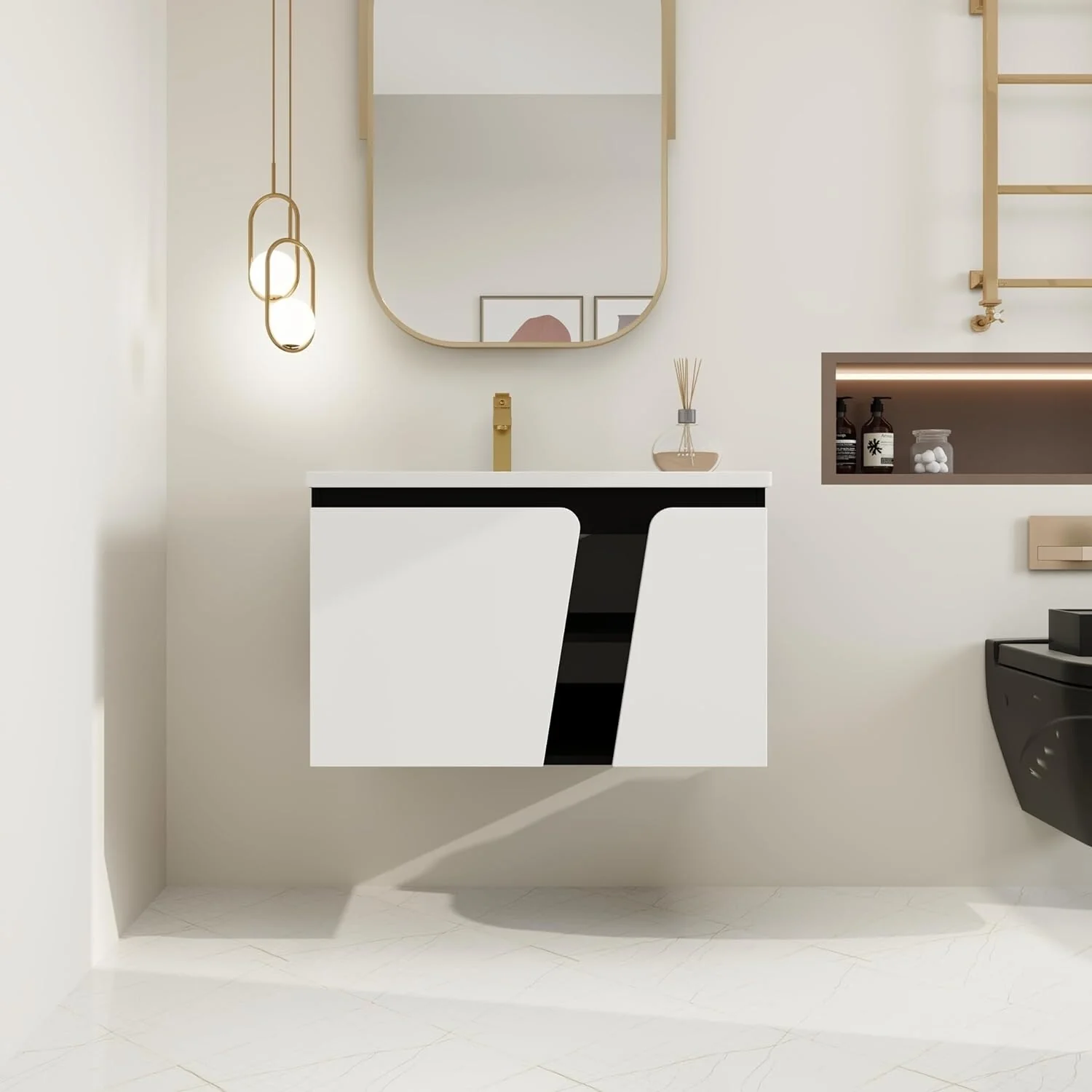 BNK 28/ 32/36/40 Inch Single Sink Bathroom Vanity with Soft Close Door, Modern Floating Vanity