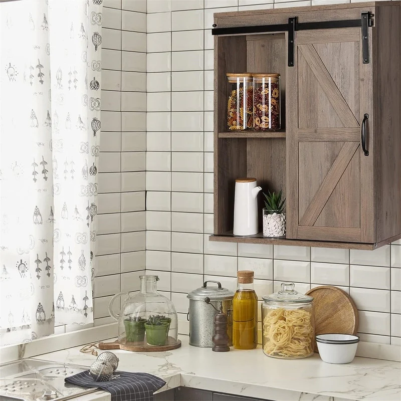 Wood Wall Storage Bathroom Cabinet - 21.7