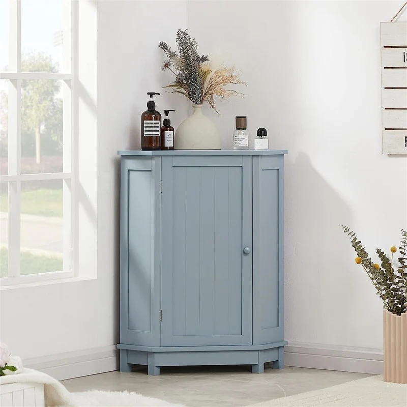 Bathroom Storage Cabinet with Adjustable Shelves,Free Standing Corner Cabinet with Single Door,Freestanding Floor Cabinet