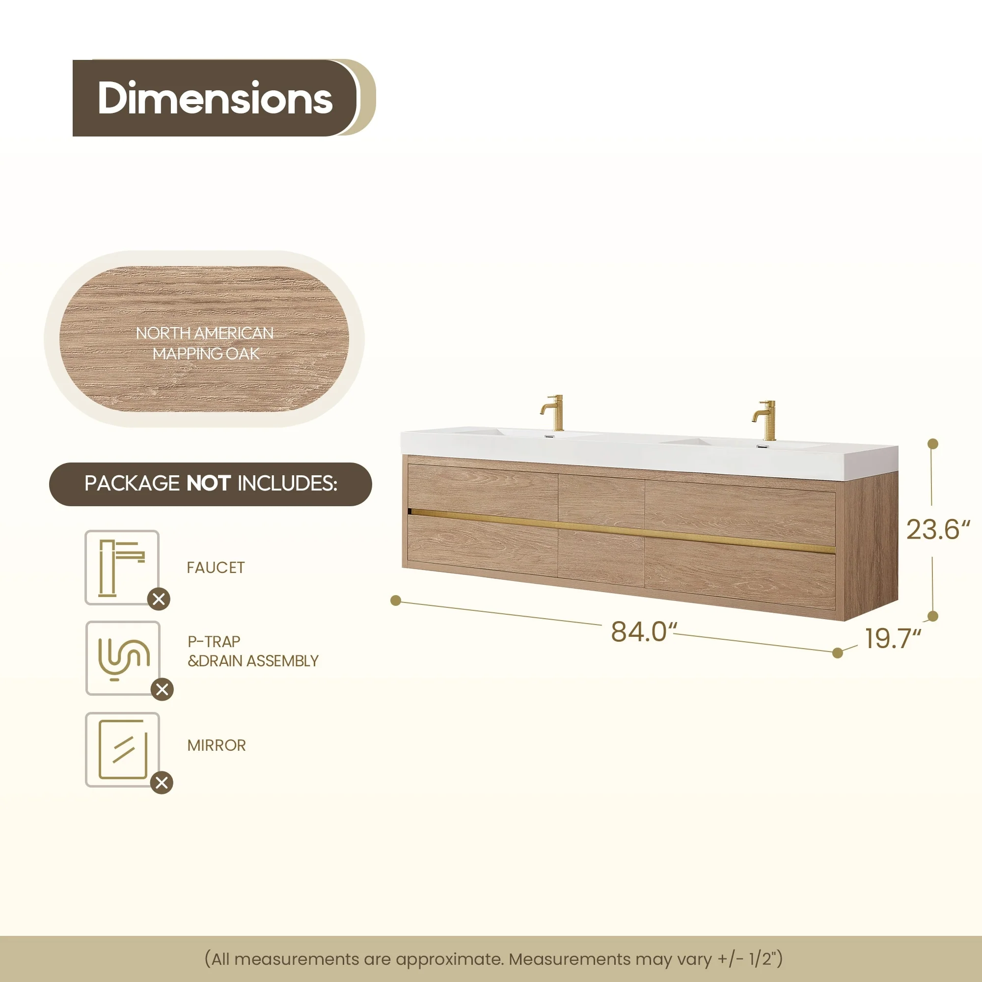 Palencia Double Floating Vanity with Composite Sink Top without Mirror