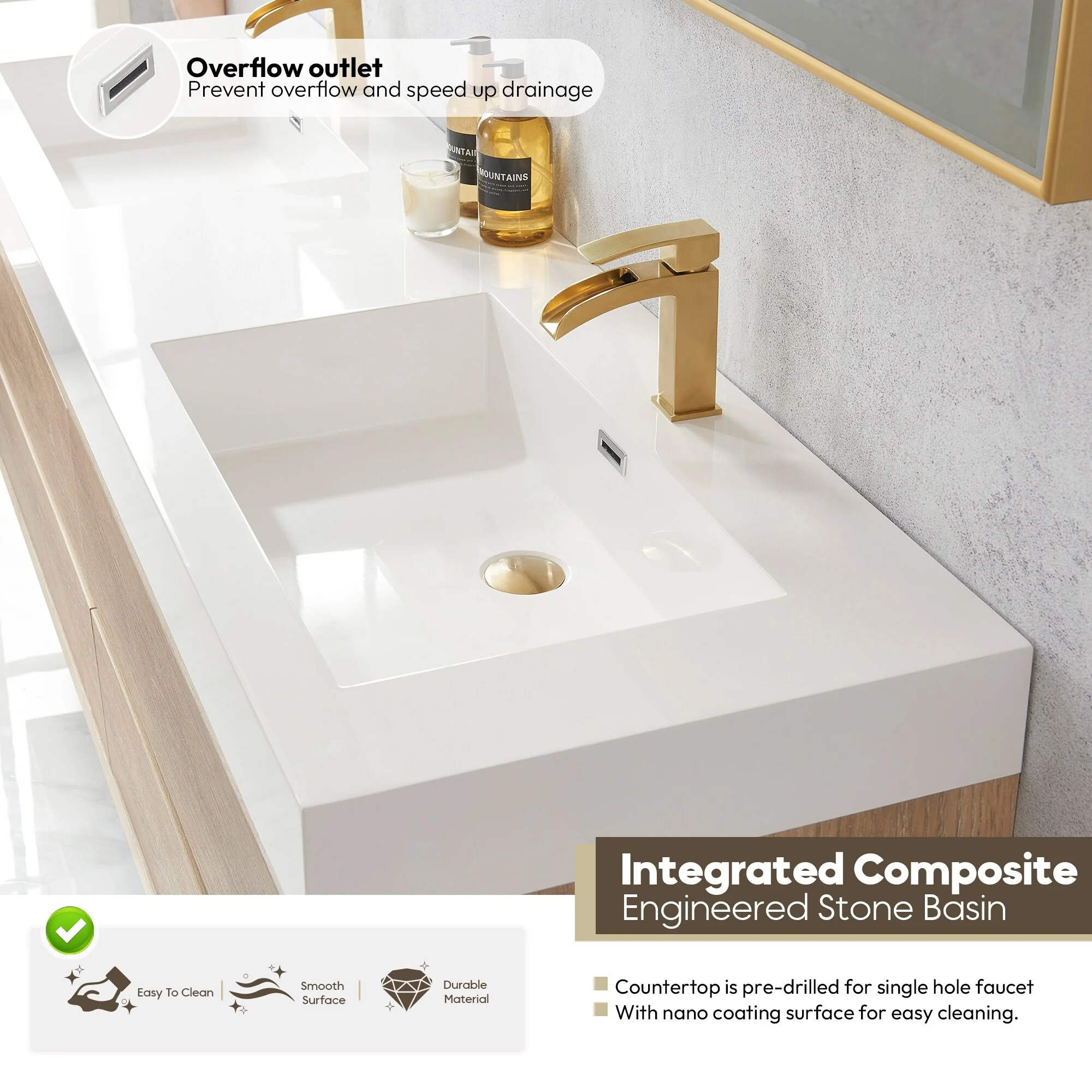 Palencia Double Floating Vanity with Composite Sink Top without Mirror