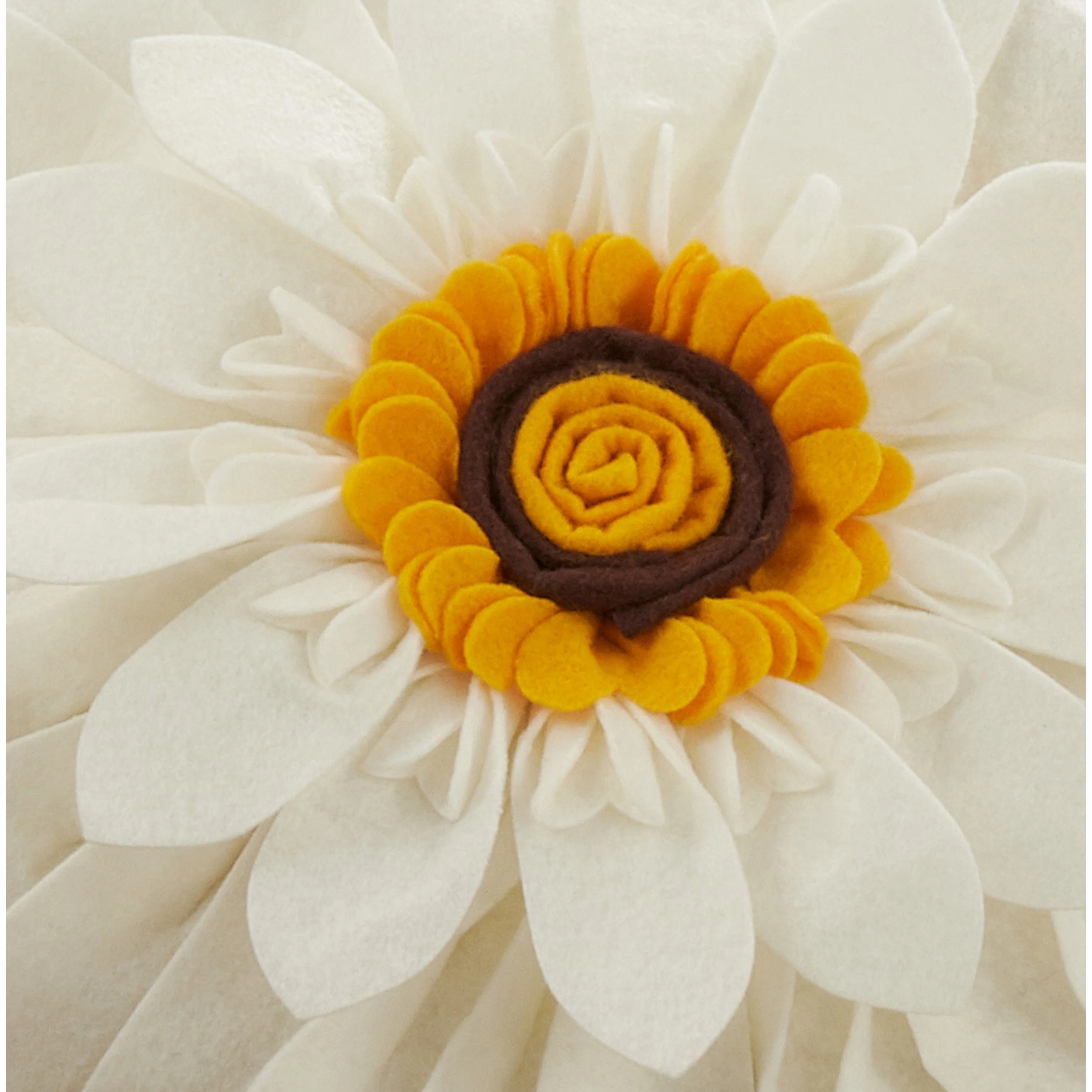 Felt Flower Design Poly-Filled Throw Pillow