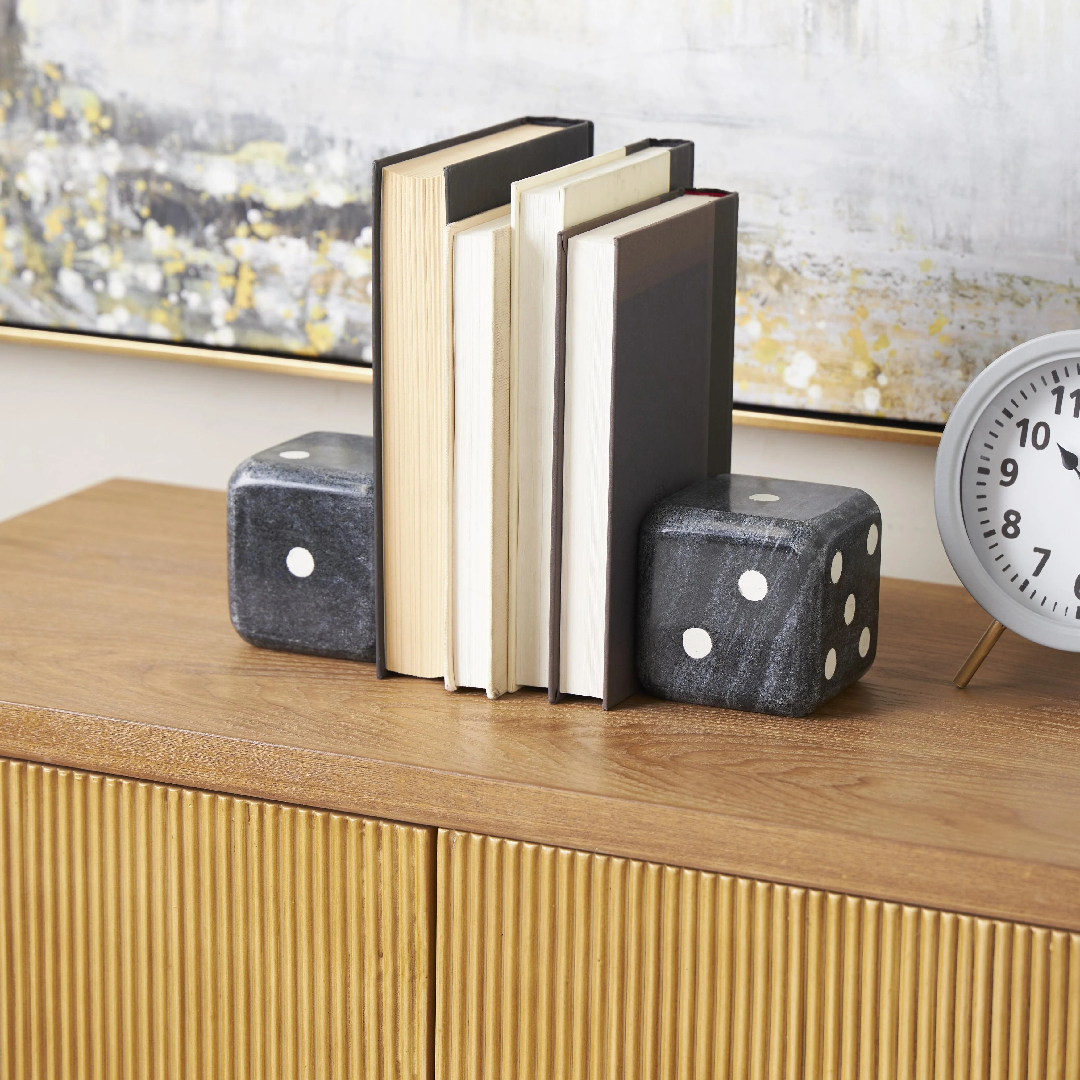 Marble Dice Decorative Bookends - Set of 2 Black, White or Green - Roche River Decor