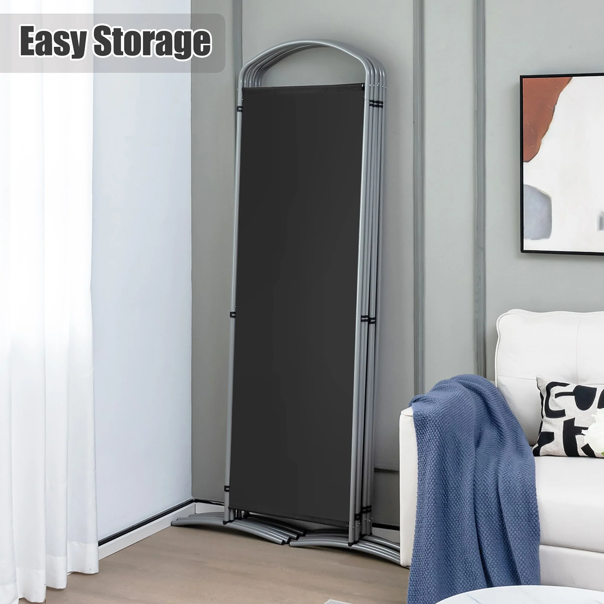 Costway 6 Panels Folding Privacy Screen 6 Ft Tall Fabric Privacy