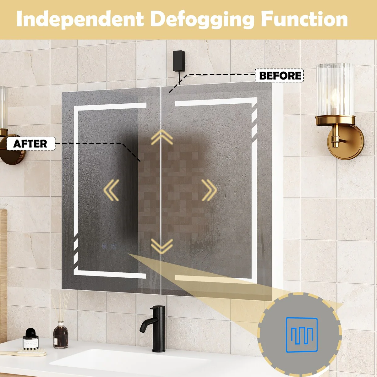 Bathroom Vanity with Ceramic Basin and Modern Medicine Cabinet Combo