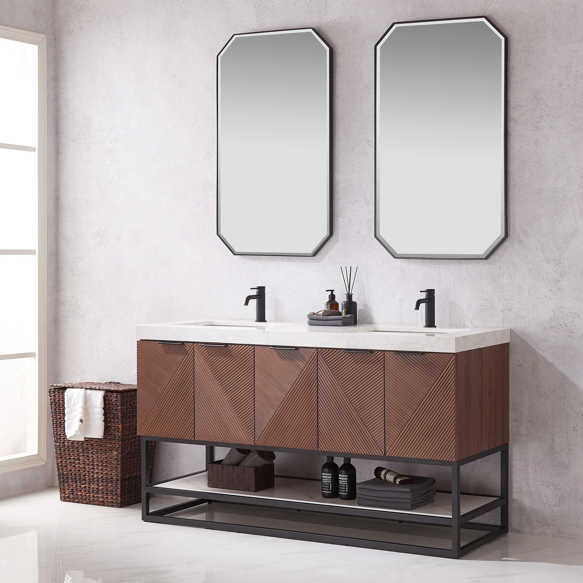 Mahon Double Bath Vanity with Composite Stone Top without Mirror