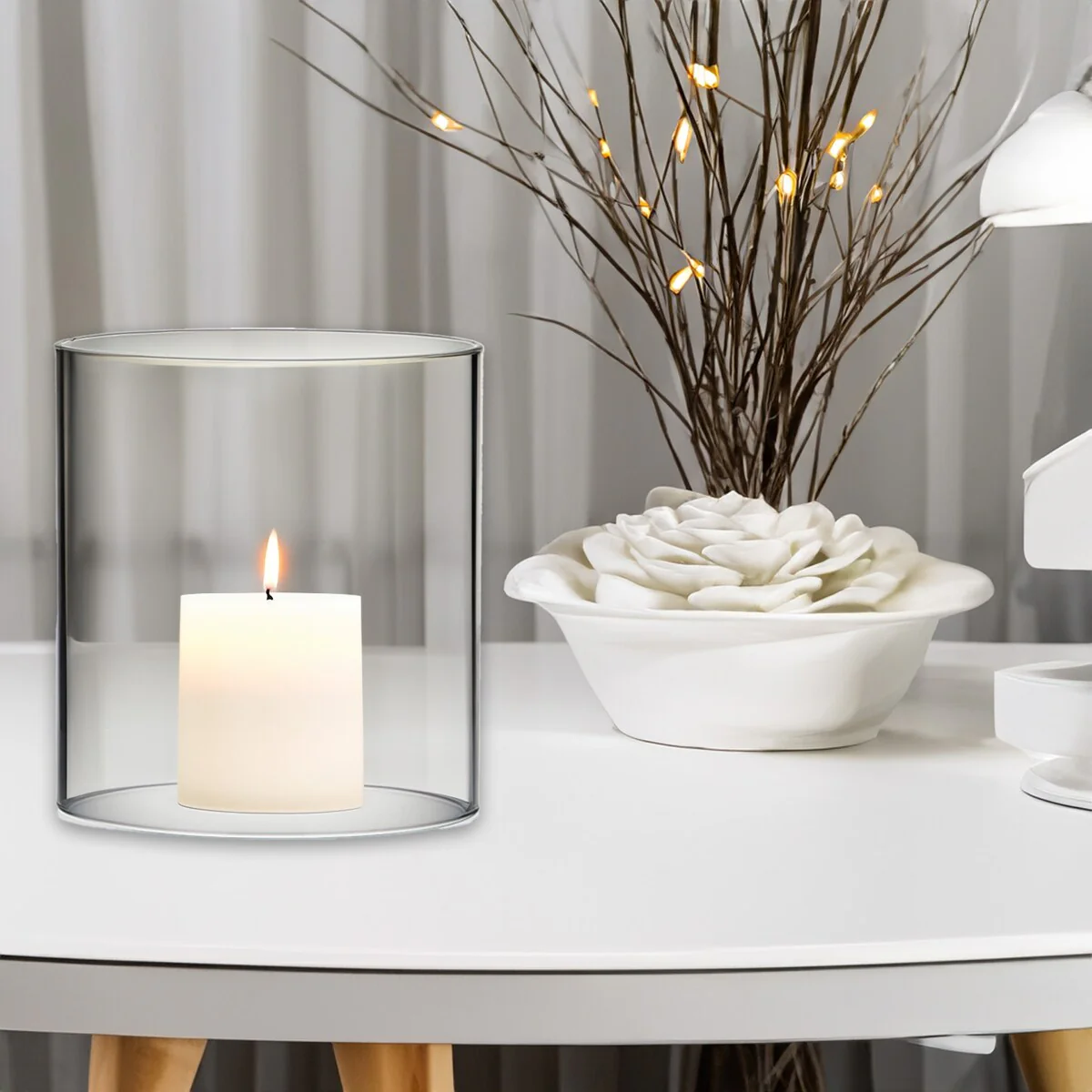 Clear Glass Cylinder Hurricane Chimney Tube, Candle Cover - 1 Piece